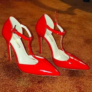 NWOT Red Strapped Heels